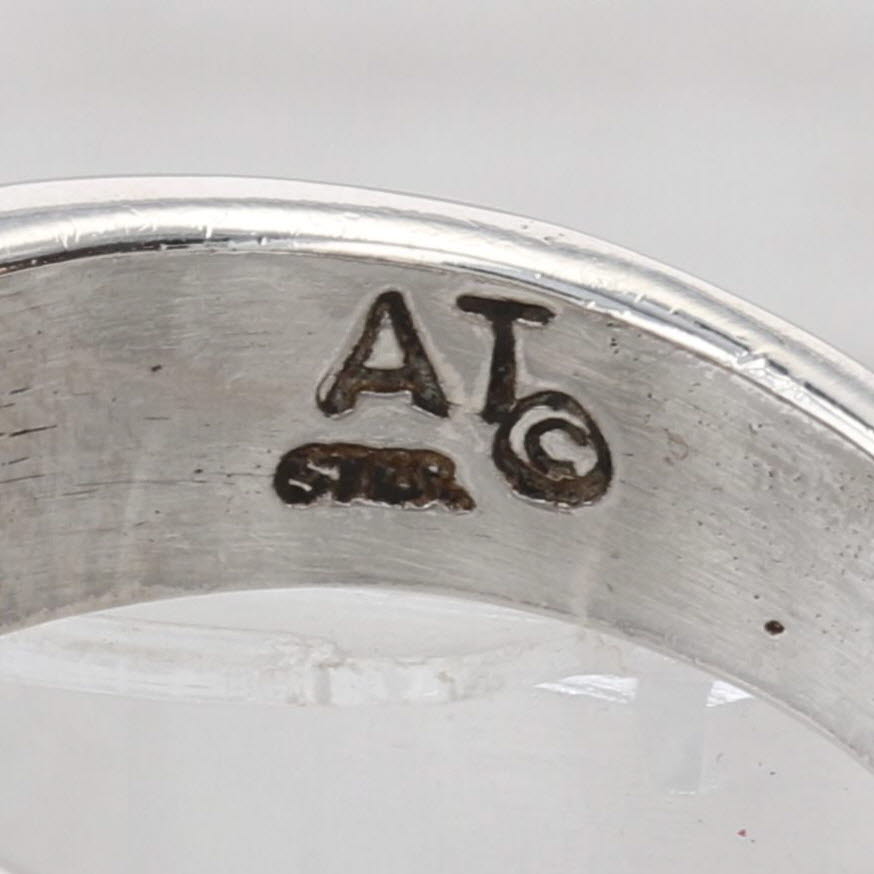 Angie Tom Navajo Native American Ring Stone Mosaic Sterling Silver Size 8.5