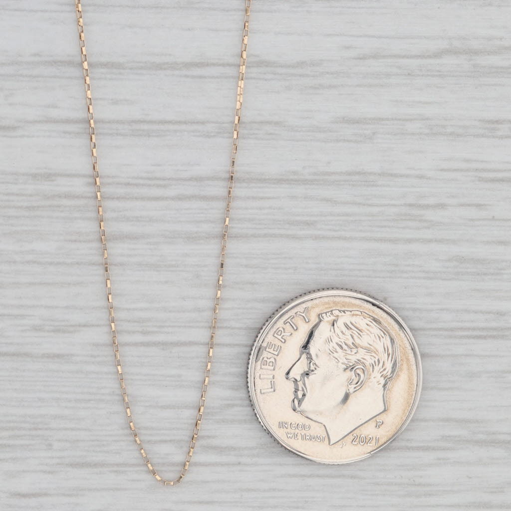 Gray Fine Elongated Box Chain Necklace 10k Yellow Gold 18" 0.7mm