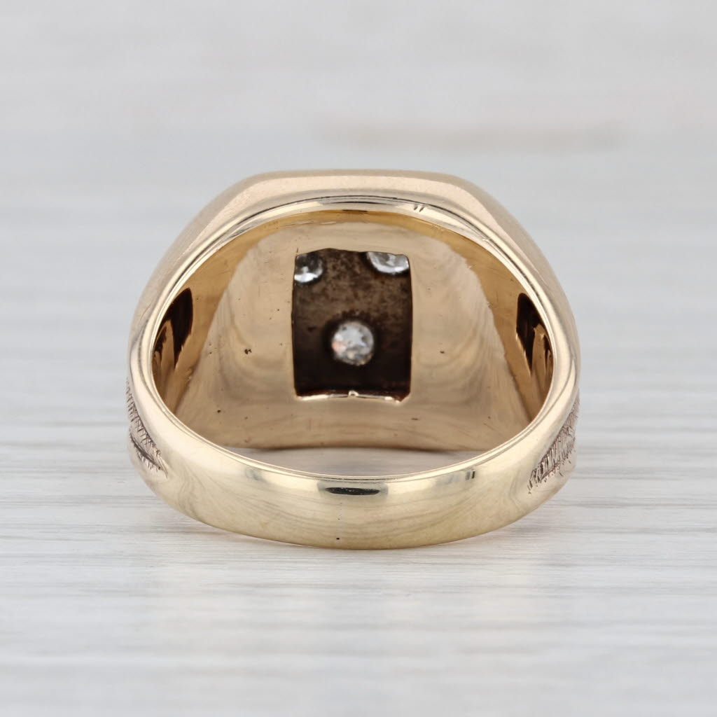 Vintage 0.65ctw Diamond Signet Ring 10k Yellow White Gold Size 10.75
