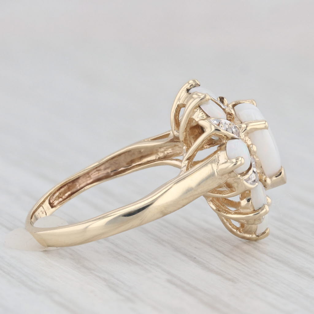 Light Gray Opal Heart Halo Diamond Ring 10k Yellow Gold Size 4.25