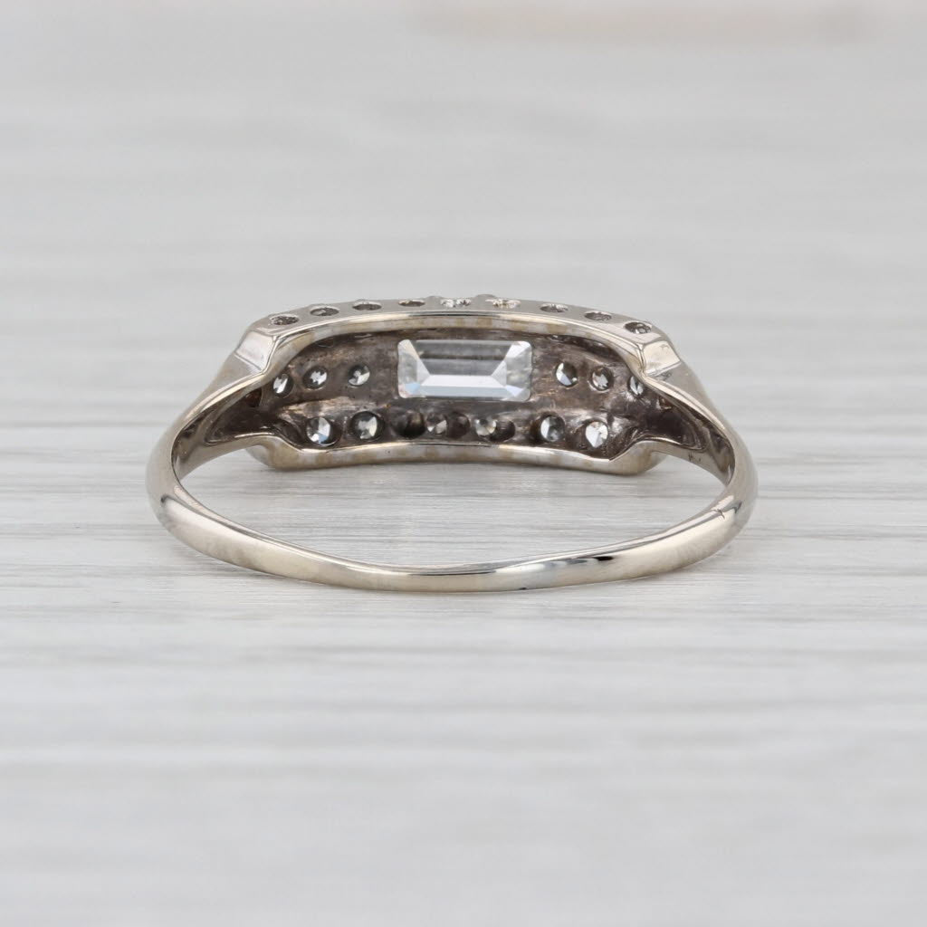 Vintage 0.62ctw Diamond Engagement Ring 14k White Gold Size 9.5 Stackable