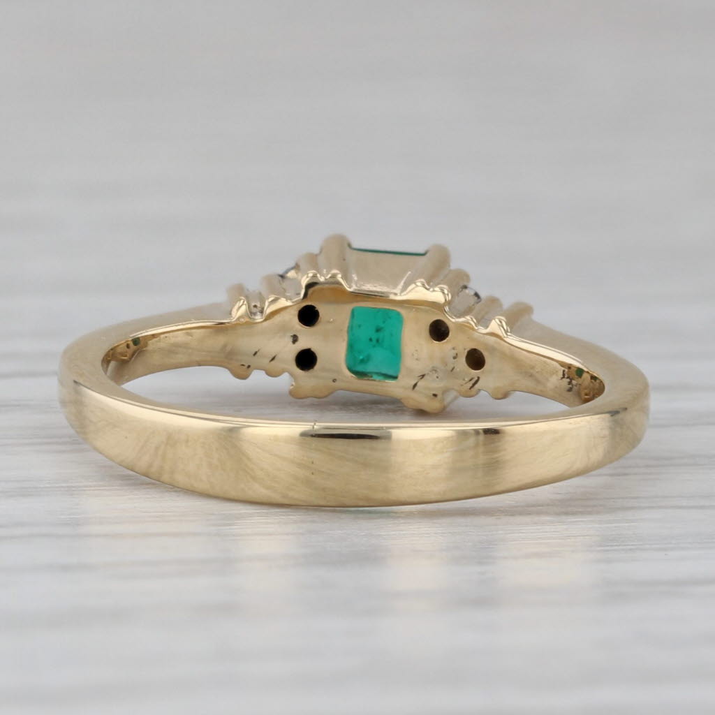 Gray 0.39ctw Emerald Cut Emerald Diamond Ring 14k Yellow Gold Size 5