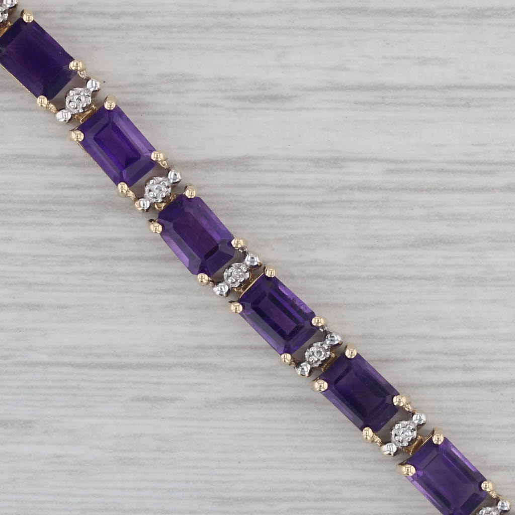 Gray 10ctw Amethyst Tennis Bracelet 10k Yellow Gold 7" 5mm