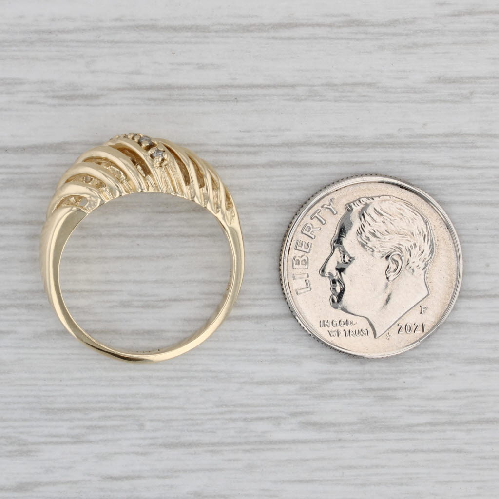 Gray Diamond Scalloped Ring 10k Yellow Gold Size 6