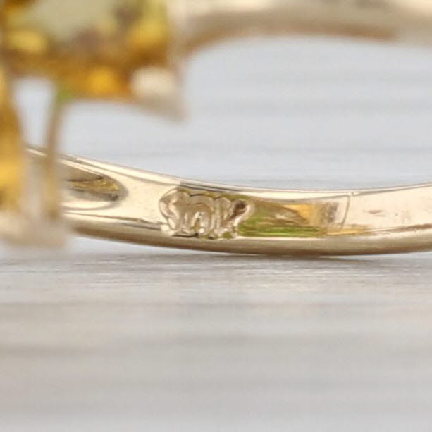 3.05ctw Green Chrome Diopside Yellow Apatite Diamond Ring 10k Gold Cocktail