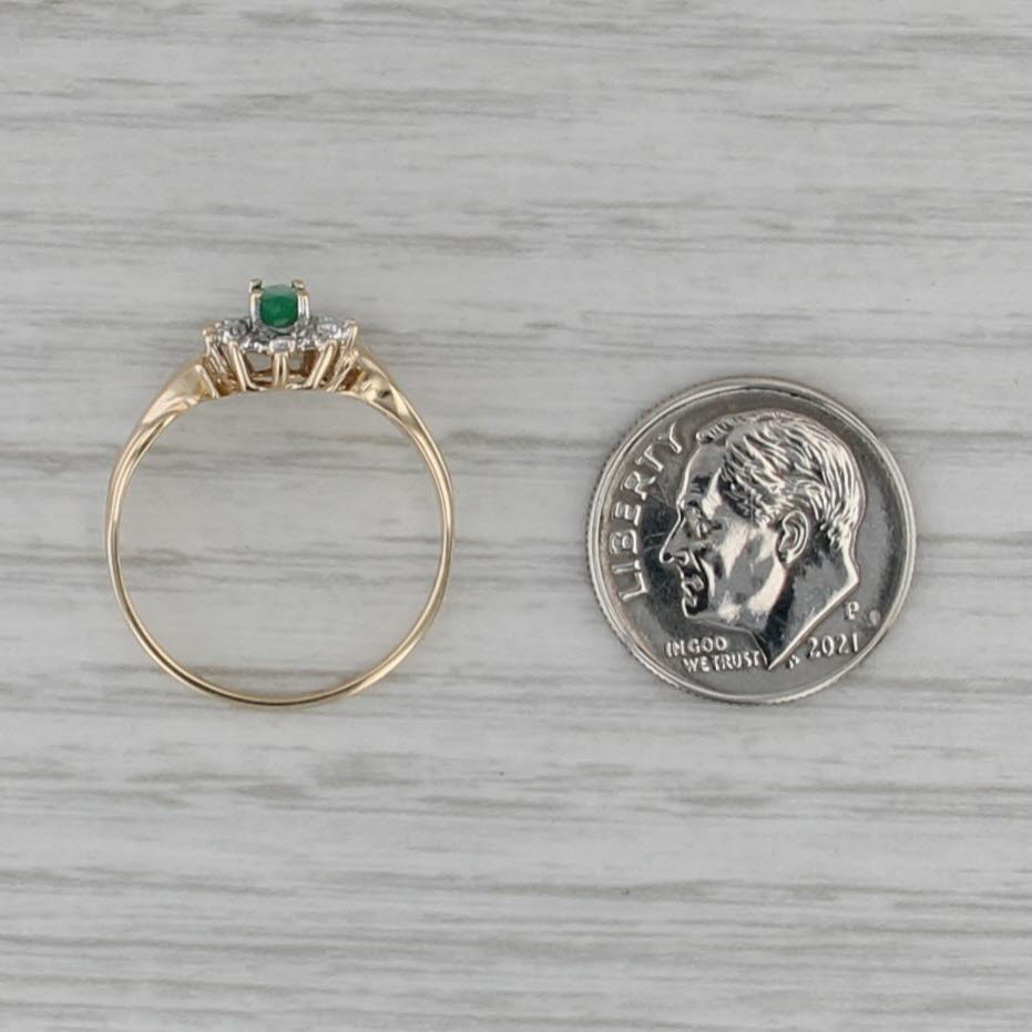 0.25ct Marquise Emerald Diamond Halo Ring 10k Yellow Gold Size 7