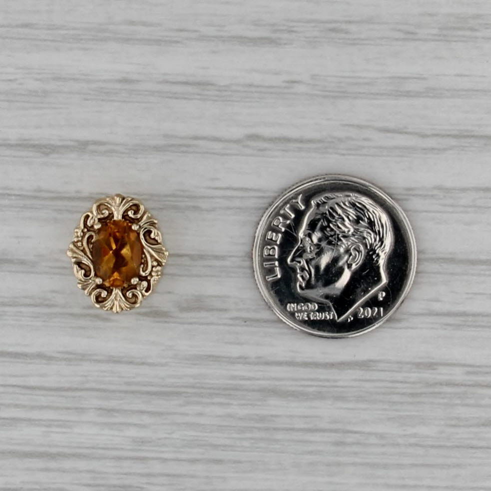 Vintage 0.70ct Citrine Solitaire Slide Bracelet Charm 14k Yellow Gold Ornate