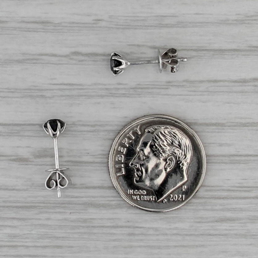 0.30ctw Black Diamond Stud Earrings 18k White Gold Round Solitaire Studs