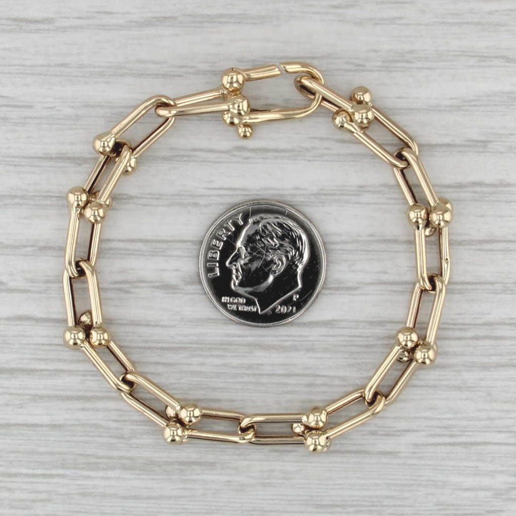 U Link Fancy Cable Chain Bracelet 18k Yellow Gold 5.75" 7.5mm