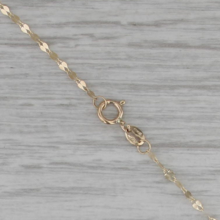 Cross Lariat Necklace 14k Yellow Gold 17" Mirror Chain