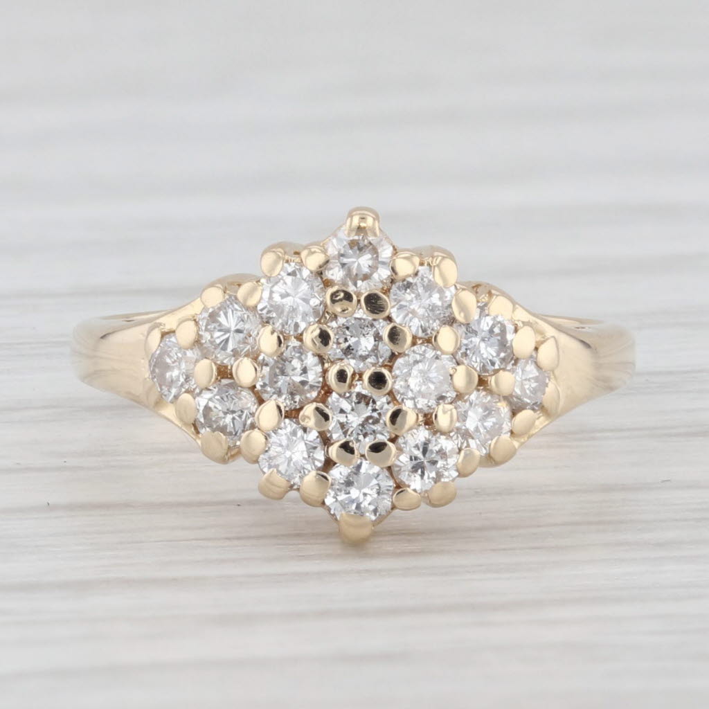 Light Gray 0.45ctw Diamond Cluster Ring 14k Yellow Gold Size 3