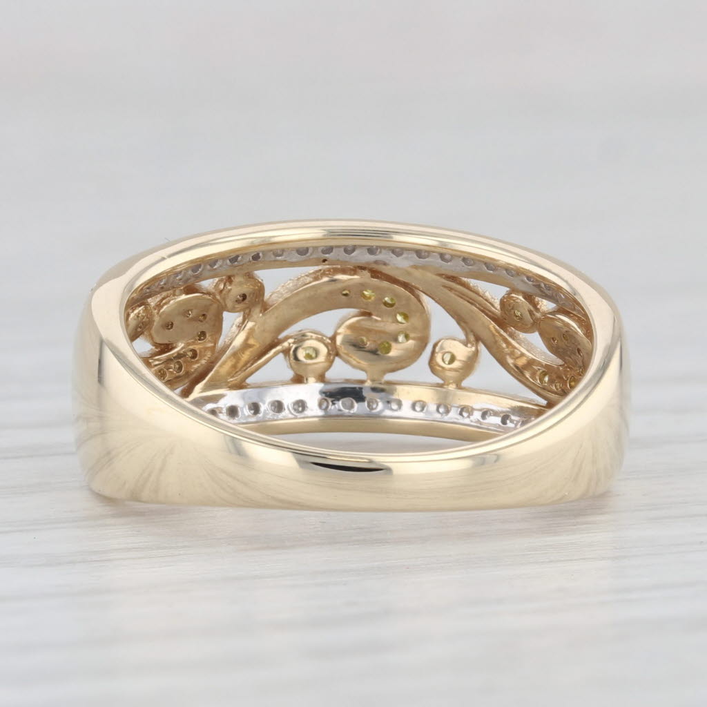 Light Gray 0.30ctw Diamond Floral Openwork Ring 10k Yellow Gold Size 7 Band