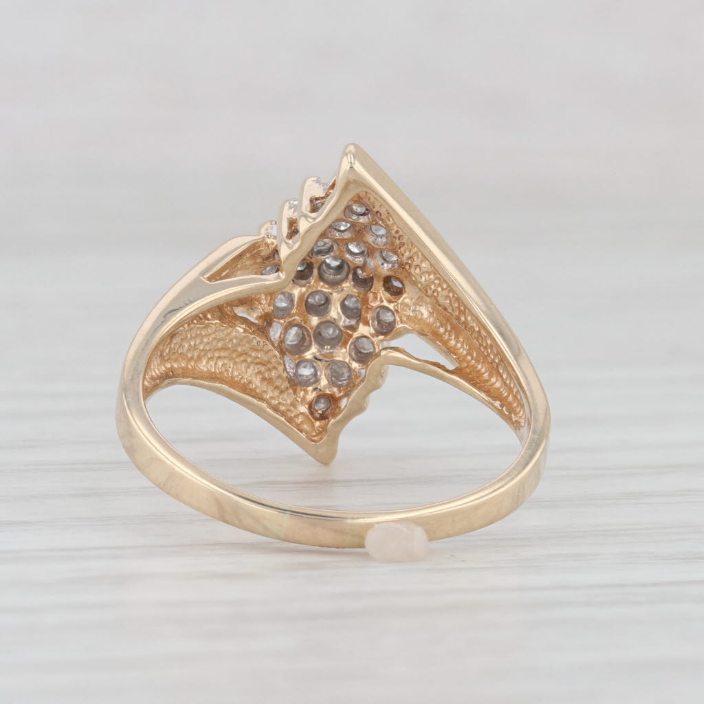 Light Gray 0.25ctw Diamond Cluster Bypass Ring 10k Yellow Gold Size 8.5