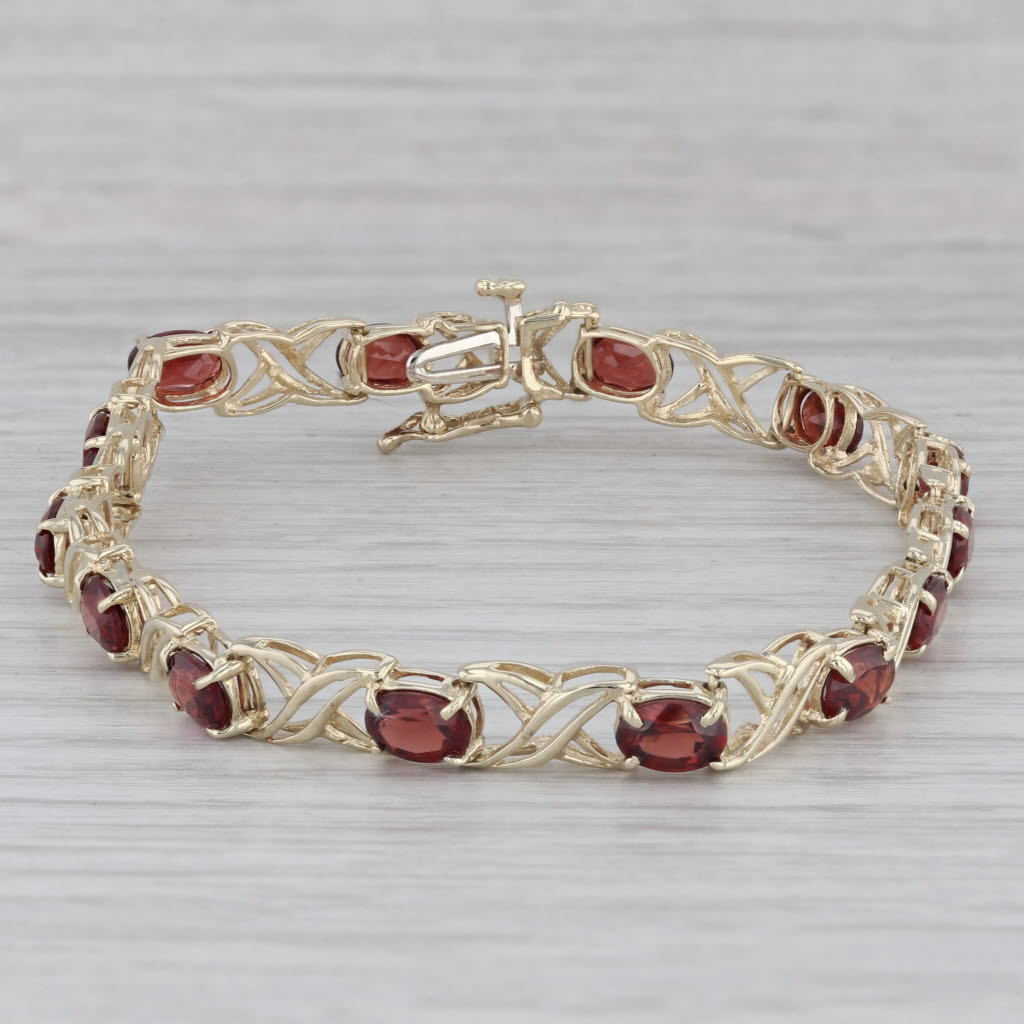 Gray 8ctw Garnet Tennis Bracelet 10k Yellow Gold 6.75" 5.6mm