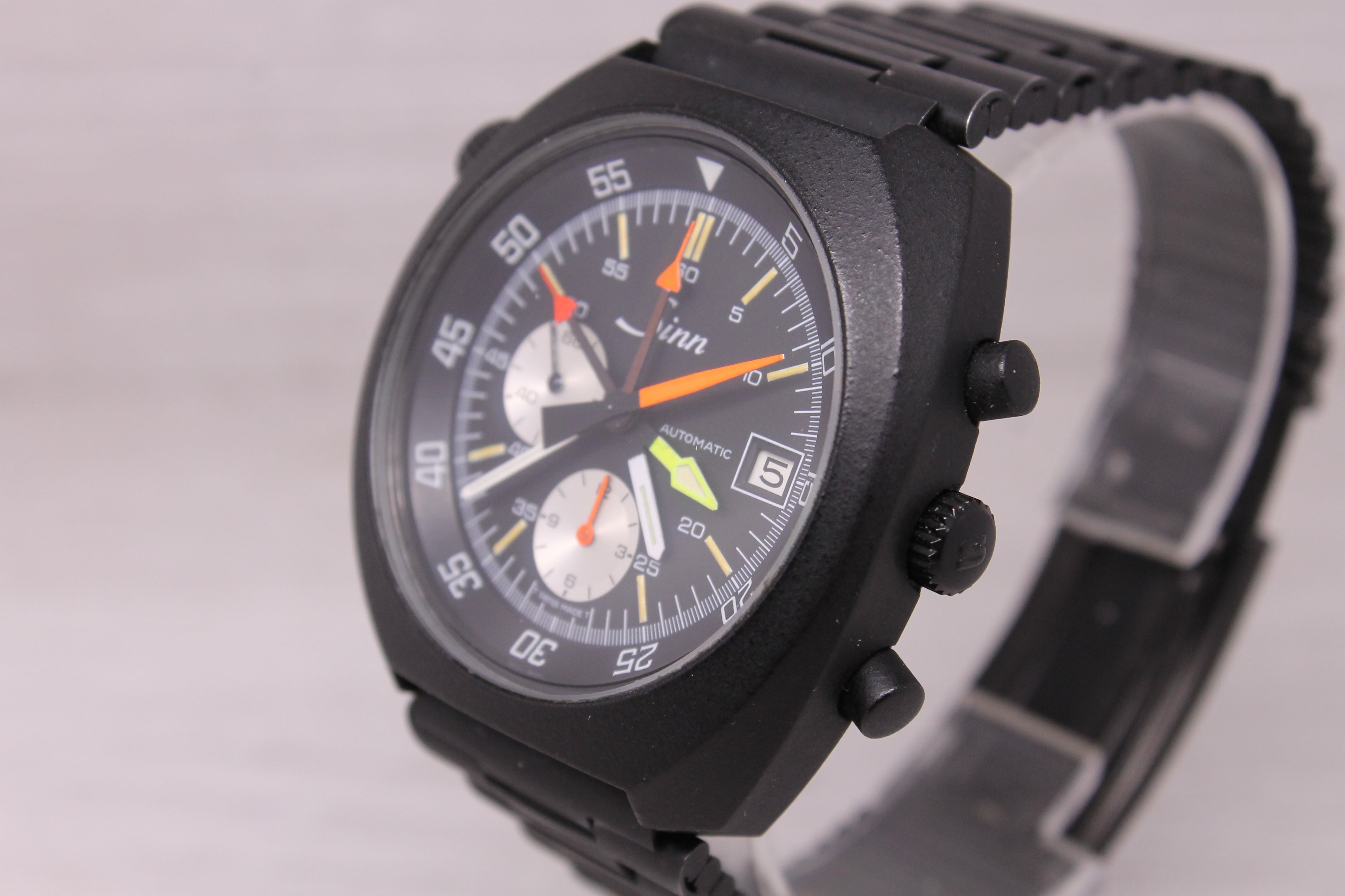 Vintage Sinn 140 43mm Black PVD Automatic Chronograph Near Mint Rare Setup