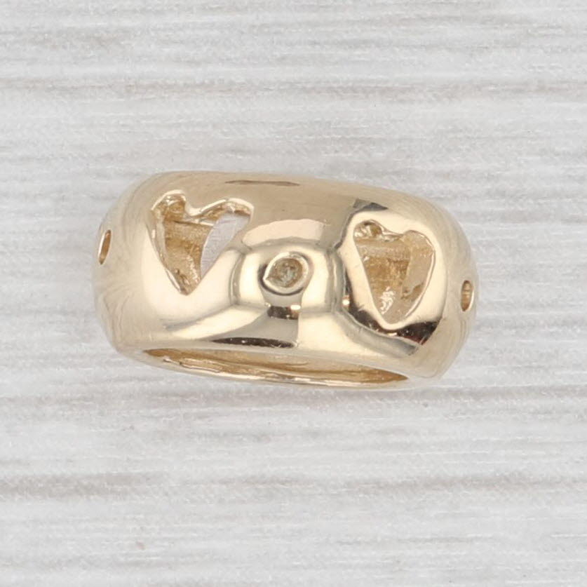 Light Gray New Heart Cutout Slide Bead Spacer Charm 14k Yellow Gold