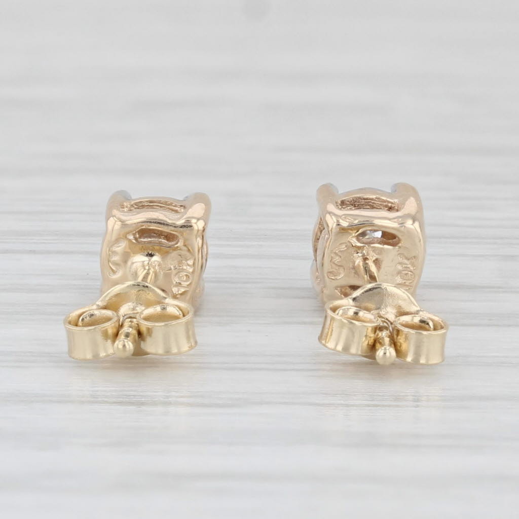 Light Gray Round Diamond Solitaire Stud Earrings 10k Yellow Gold Pierced Studs