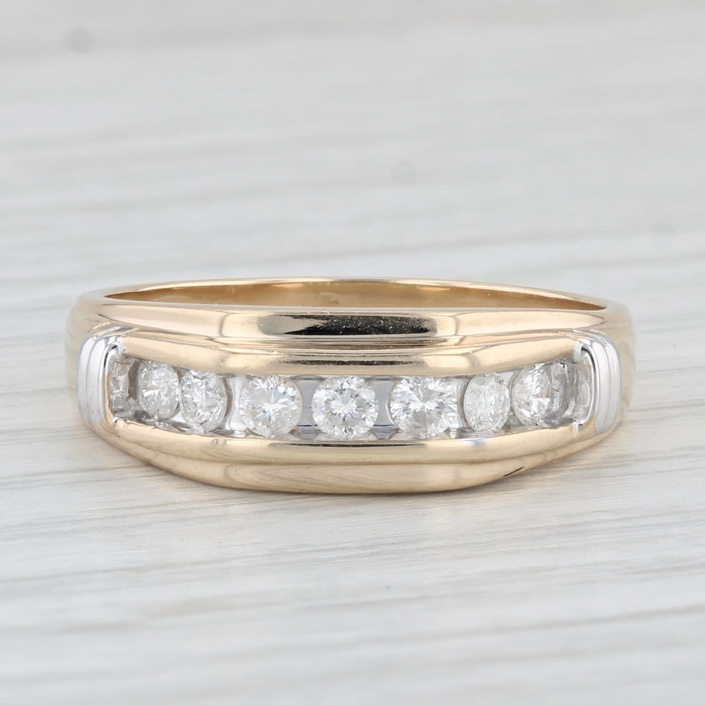 Light Gray 0.35ctw Diamond Men's Wedding Band 14k Yellow Gold Size 11 Ring