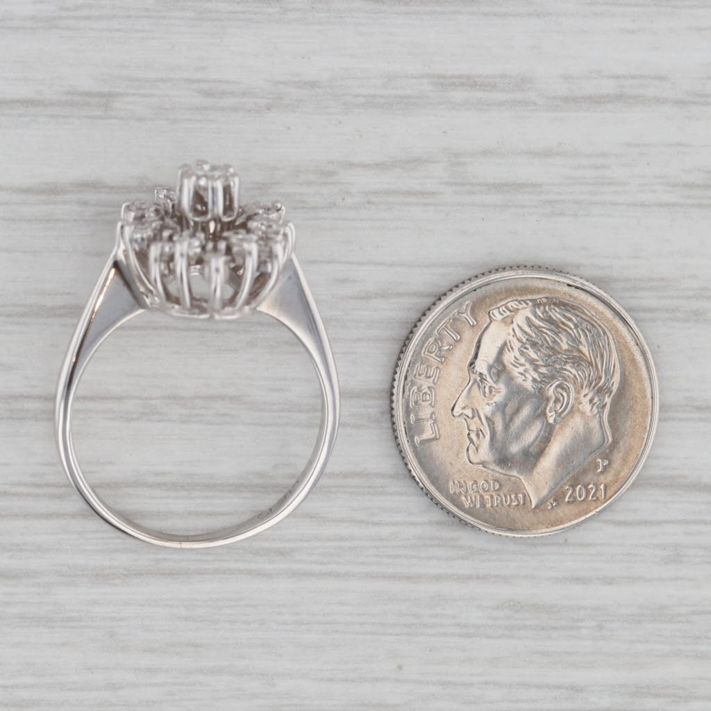 Gray 0.36ctw Round Diamond Halo Engagement Ring 14k White Gold Size 6