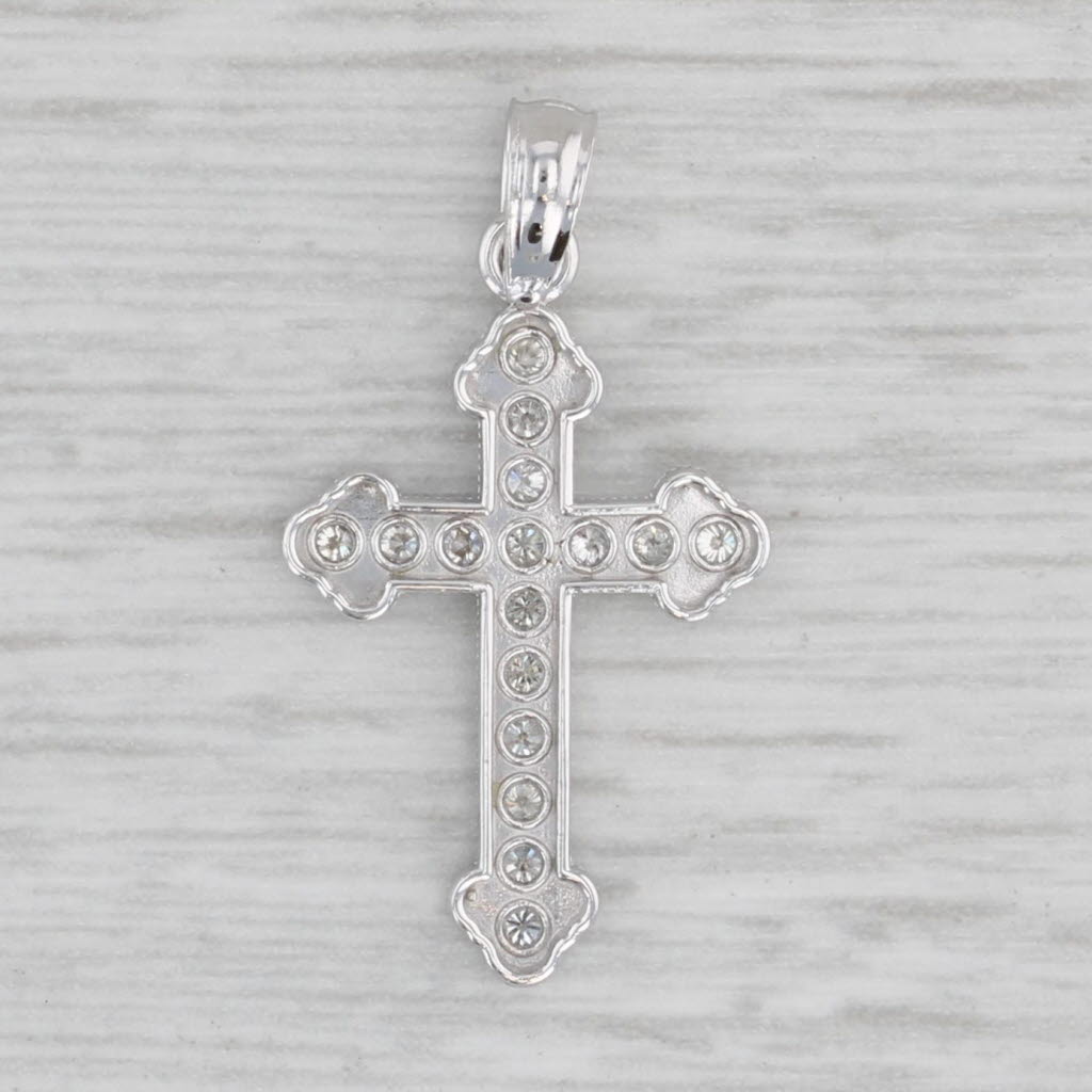 Gray 0.15ctw Diamond Cross Pendant 14k White Gold Religious Jewelry