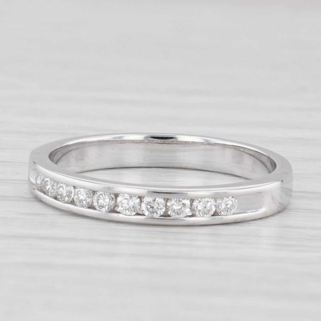 Light Gray 0.20ctw Diamond Wedding Band 14k White Gold Stackable Anniversary Band Size 7.5