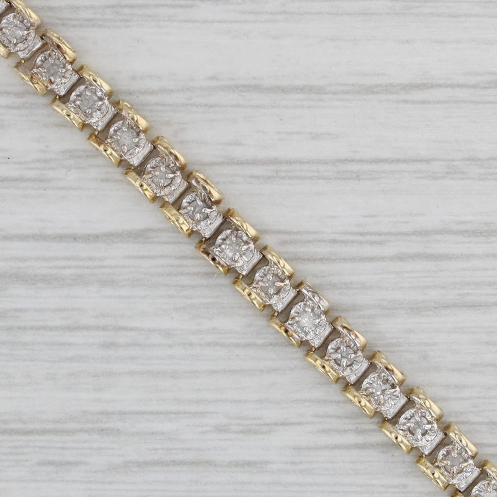 Gray 0.98ctw Diamond Tennis Bracelet 10k Yellow Gold 7.25" 4.6mm