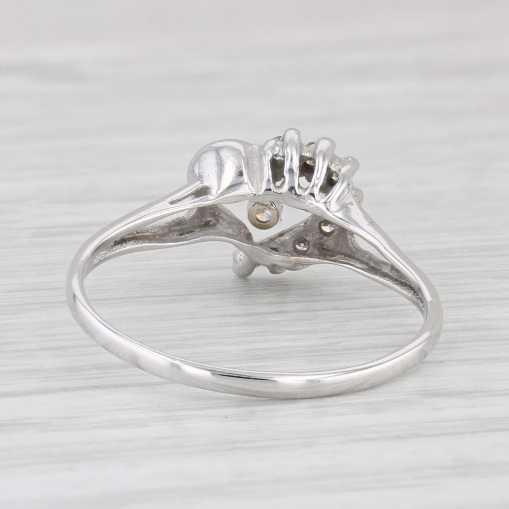 Light Gray 0.15ctw Diamond Open Heart Ring 10k White Gold Size 8