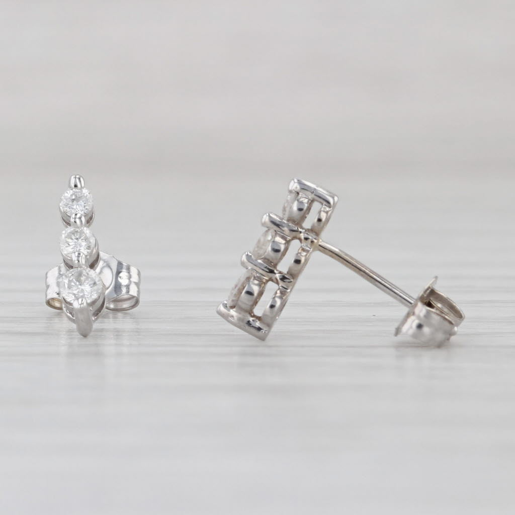 0.20ctw 3-Stone Diamond Journey Stud Earrings 14k White Gold Studs