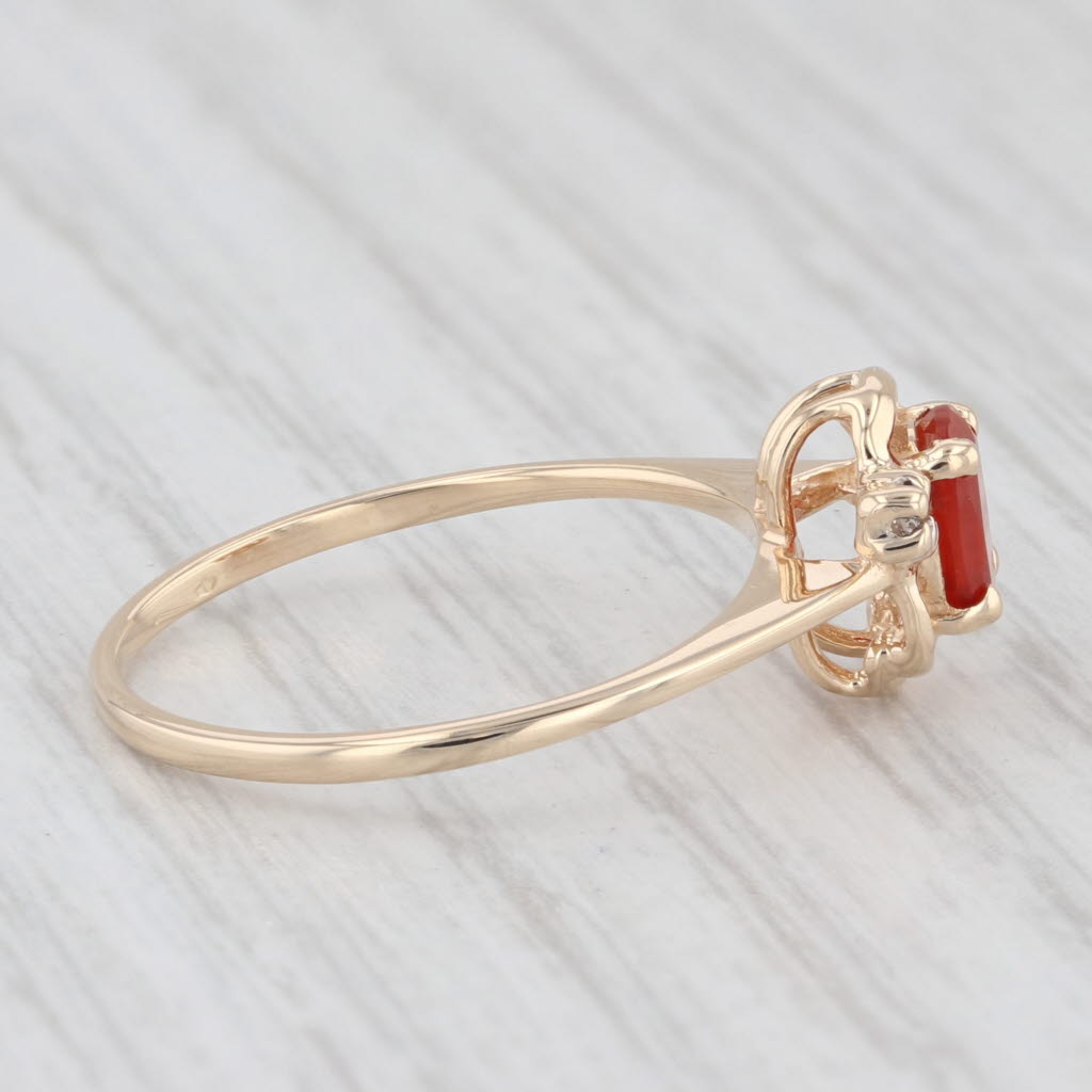 Light Gray Fire Opal Diamond Accent 14K Yellow Gold Ring Size 5.5