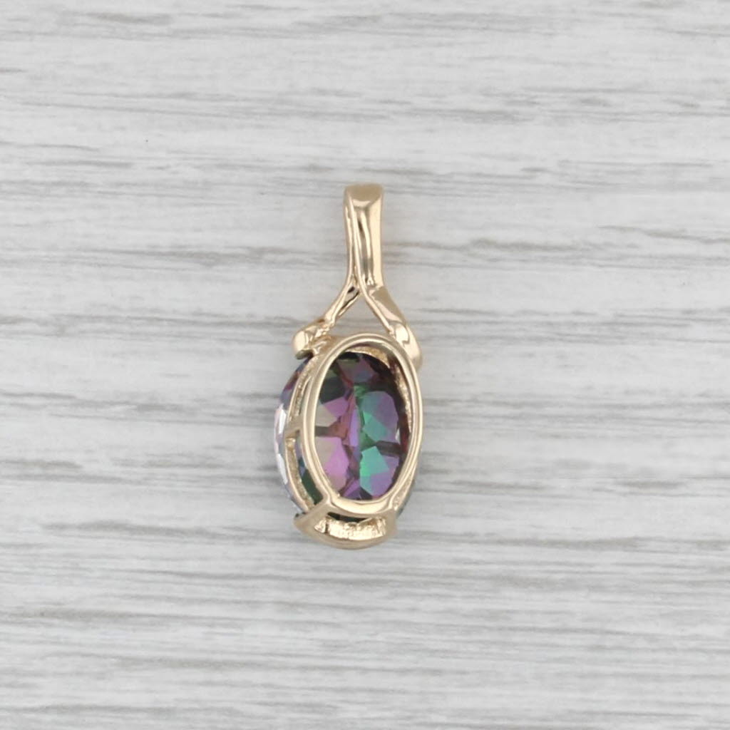 12.60ct Oval Purple Green Mystic Topaz Solitaire Pendant 14k Yellow Gold
