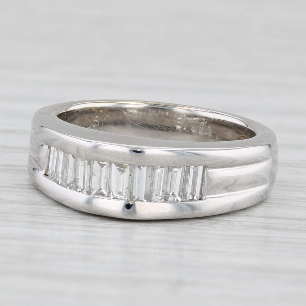 Light Gray Bellari 0.74ctw Diamond Pyramid Ring 18k White Gold Wedding Anniversary Band