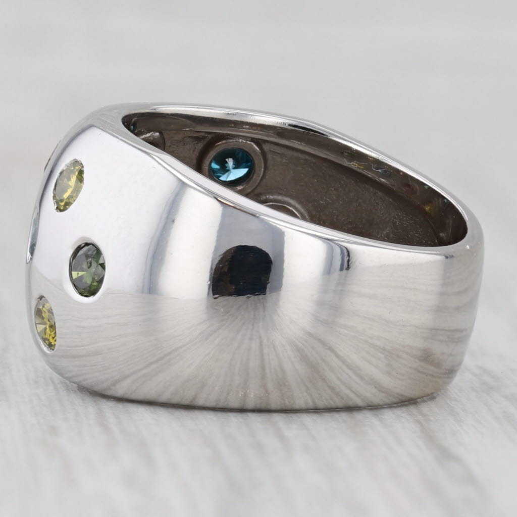 Gray 0.83ctw Colorful Diamond Dots Ring 18k White Gold Size 7 Cocktail
