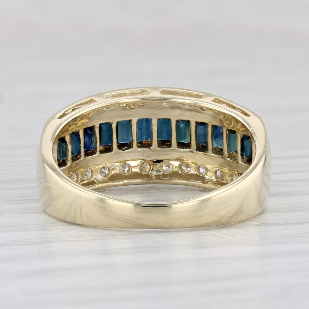 Light Gray 1.49ctw Blue Sapphire Diamond Ring 14k Yellow Gold Size 8 Band