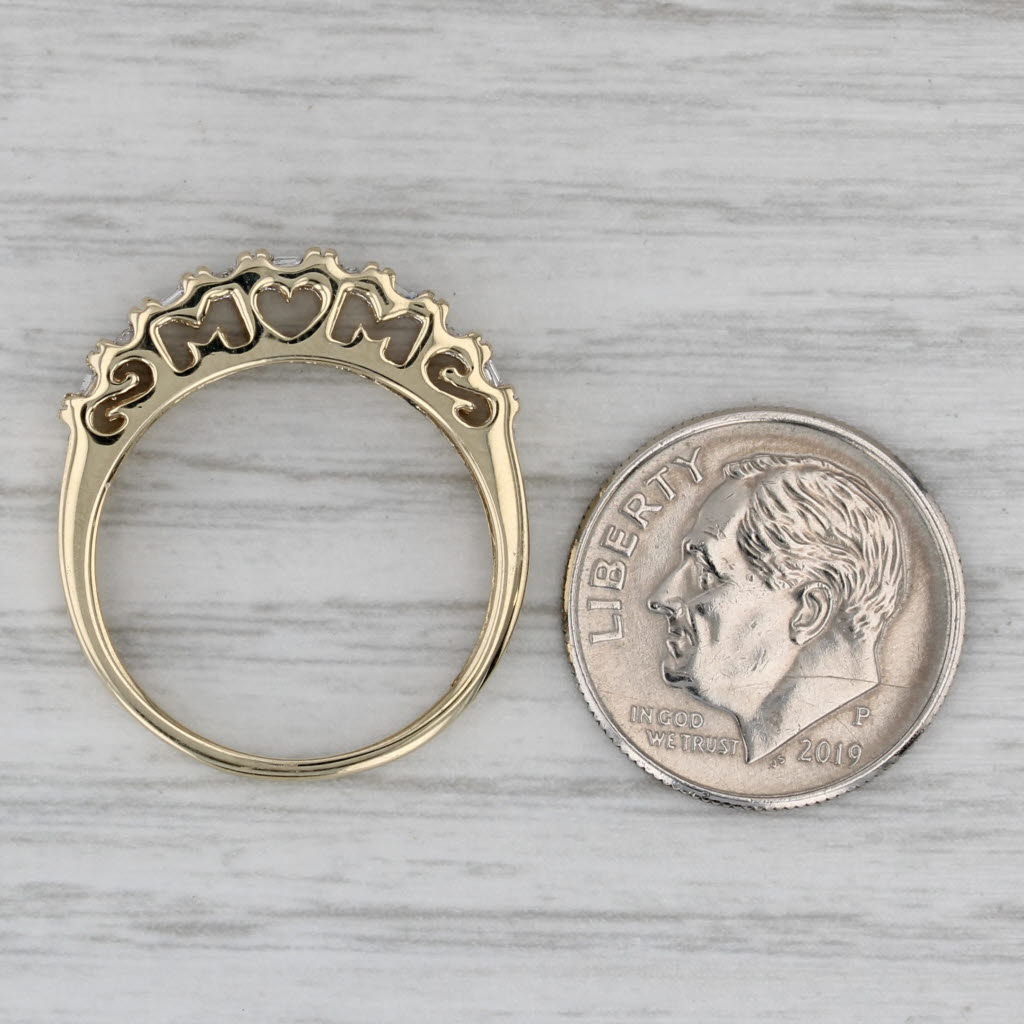 Gray 0.16ctw Diamond MOM Ring 10k Yellow Gold Stackable Band Size 7