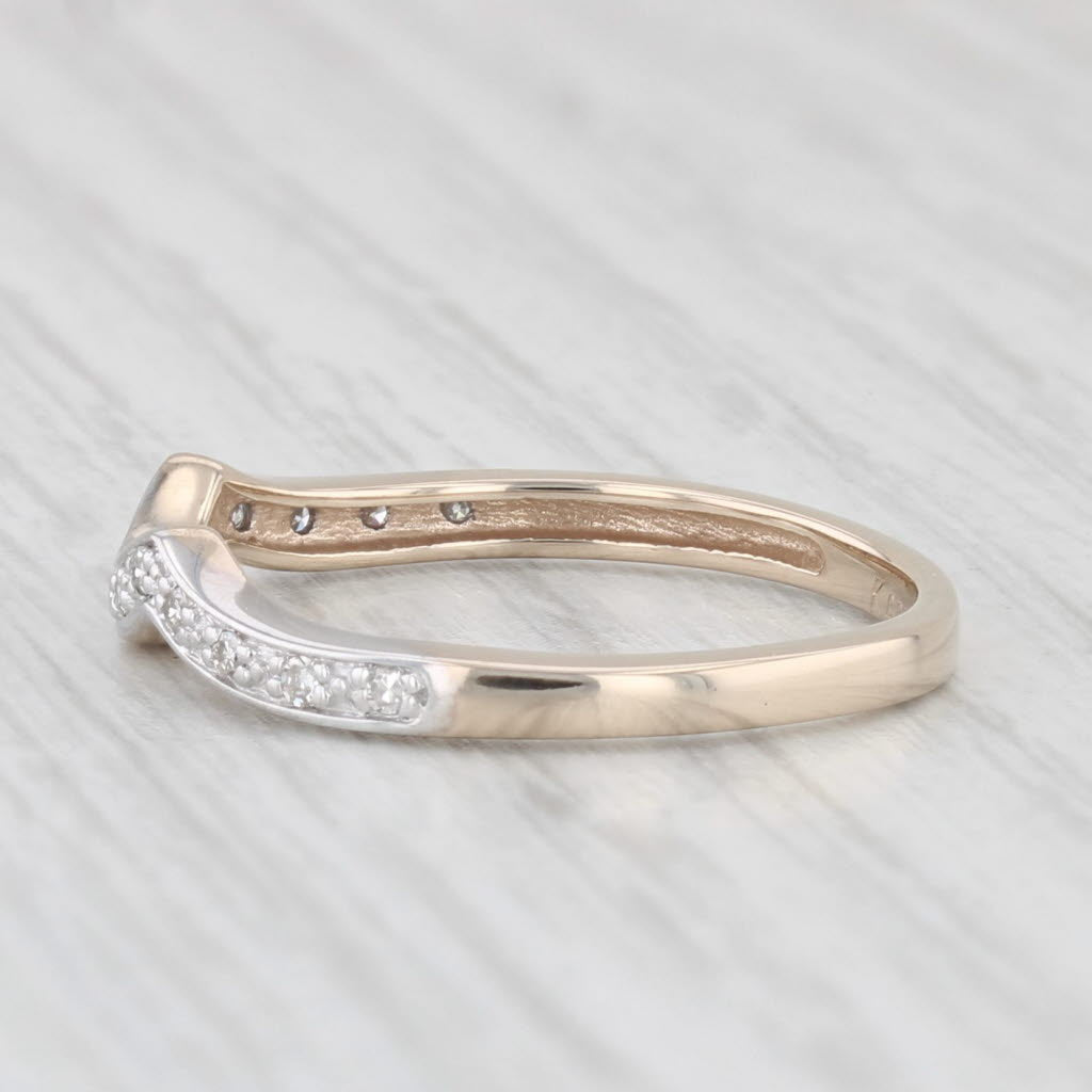 Light Gray Contoured Diamond Wedding Band 10k Yellow Gold Size 7 Guard Stackable