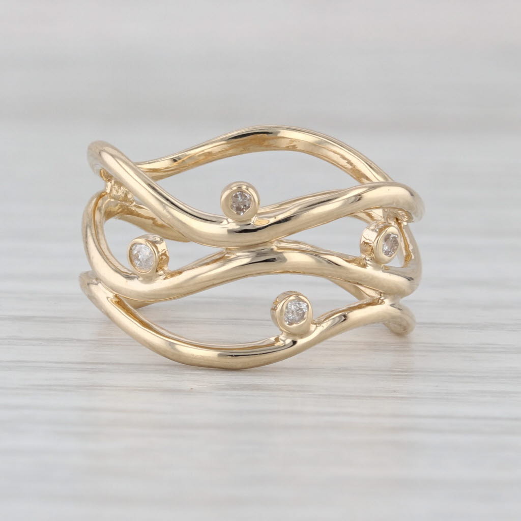 Diamond Orbit Contoured Bands Ring 14k Yellow Gold Size 6.25