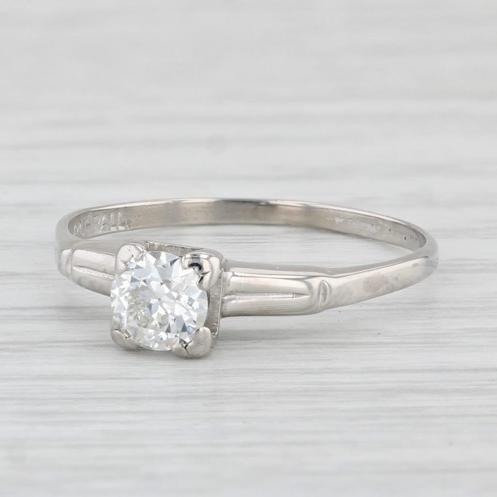 Light Gray 0.43ct Old European Solitaire Engagement Ring Palladium Ruthenium Size 8