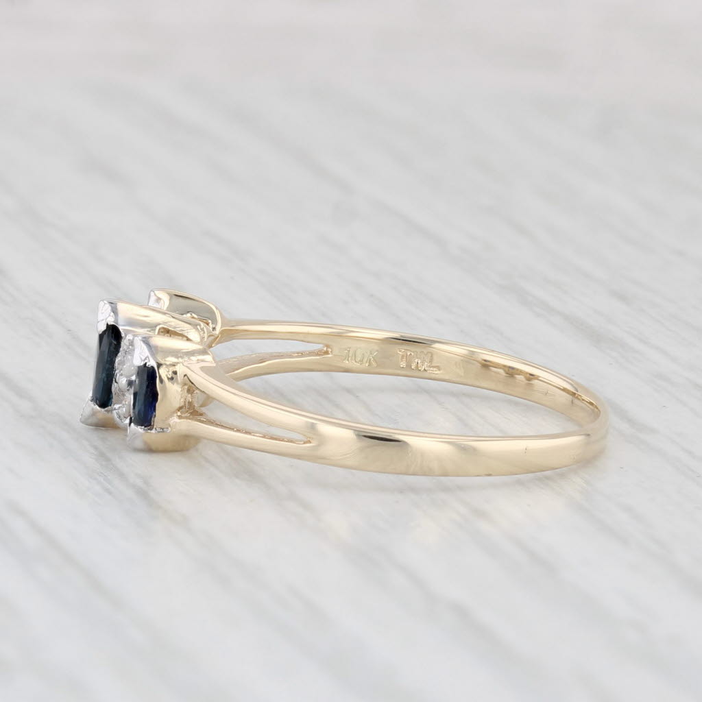 Light Gray 0.37ctw Marquise Blue Sapphire Diamond Ring 10k Yellow Gold Diamond Accents