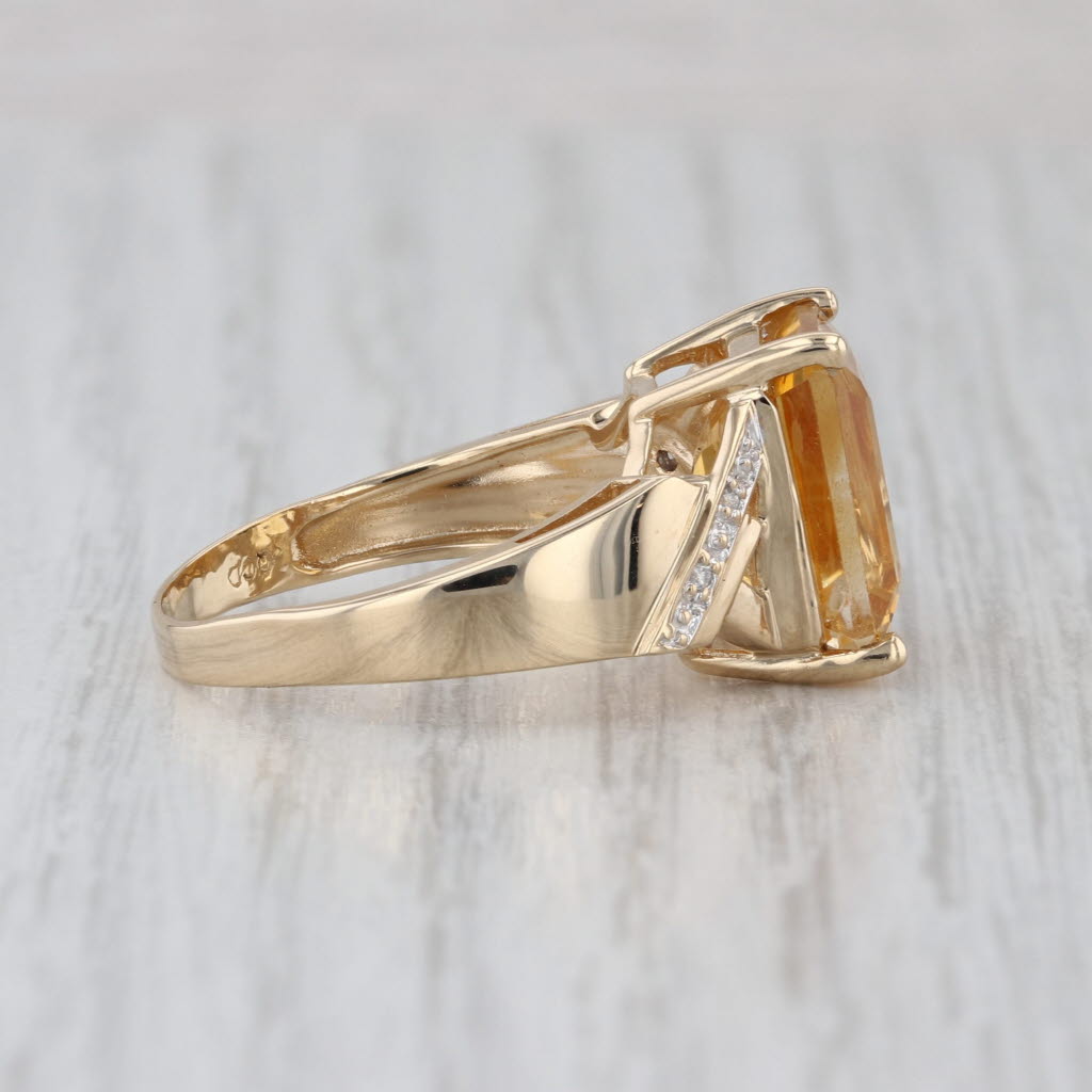 6.50ctw Citrine Diamond Ring 14k Yellow Gold Size 8 Cocktail