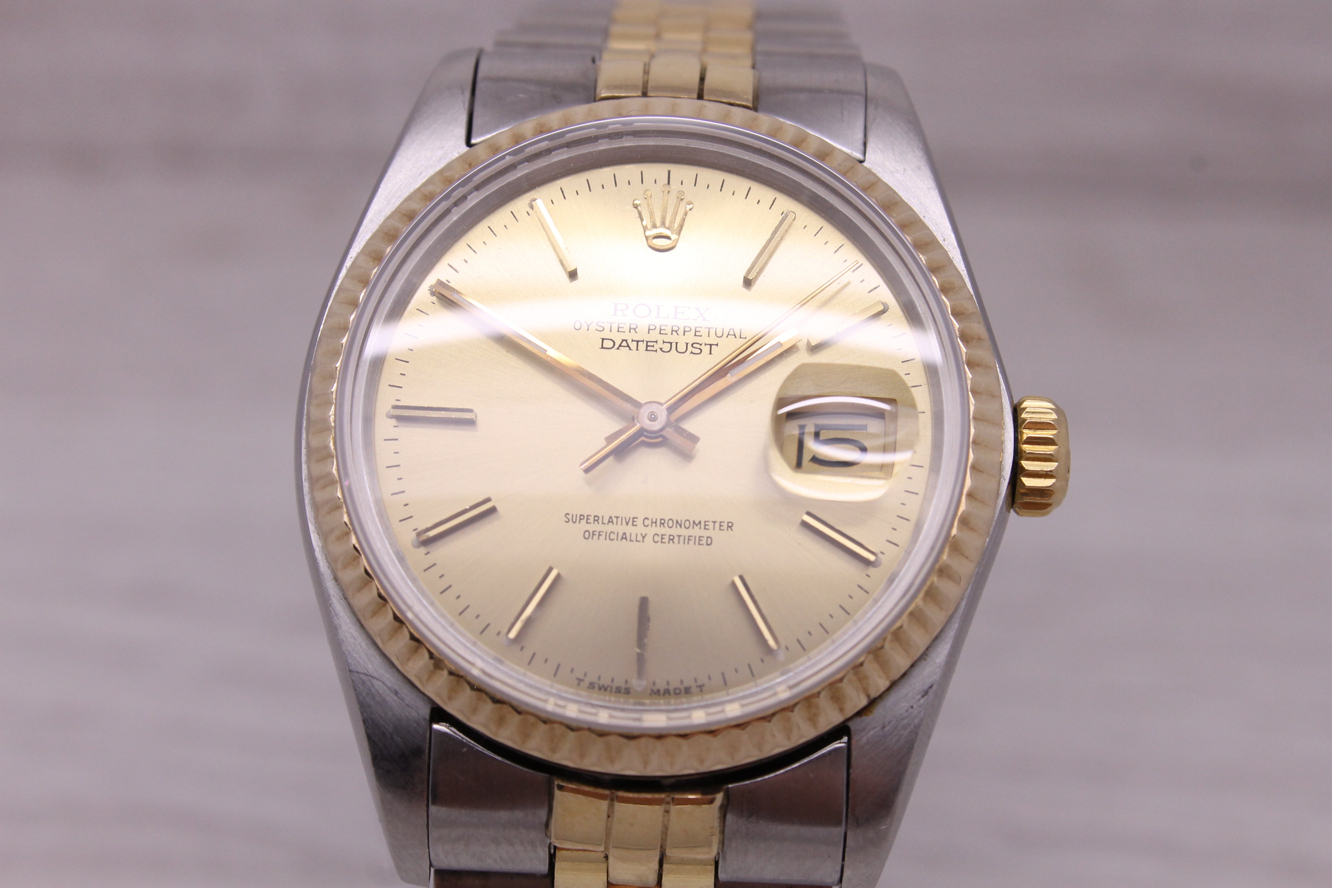 Vintage 1987 Rolex Datejust 16013 Two Tone Mens 36mm Automatic Watch w/Jubilee