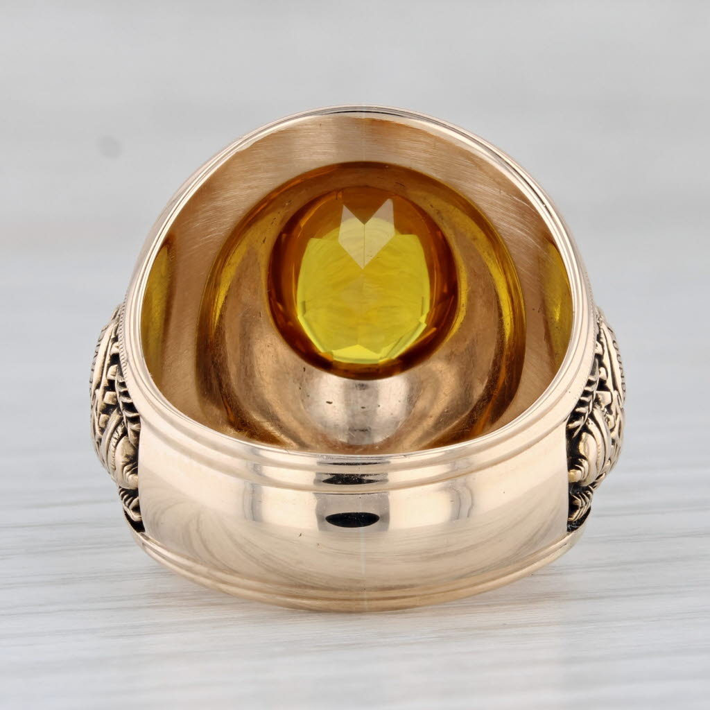 Gray Georgia Tech Class Ring Lab Created Yellow Sapphire 10k Gold Size 11 Vintage