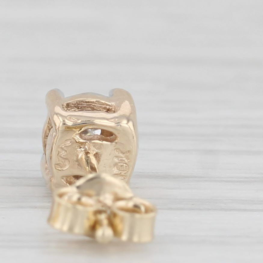 Light Gray Round Diamond Solitaire Stud Earrings 10k Yellow Gold Pierced Studs