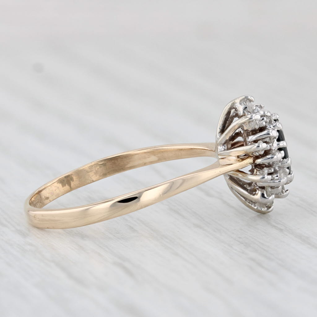 Light Gray 0.52ctw Oval Blue Sapphire Diamond Halo Ring 14k Yellow Gold Size 8.25