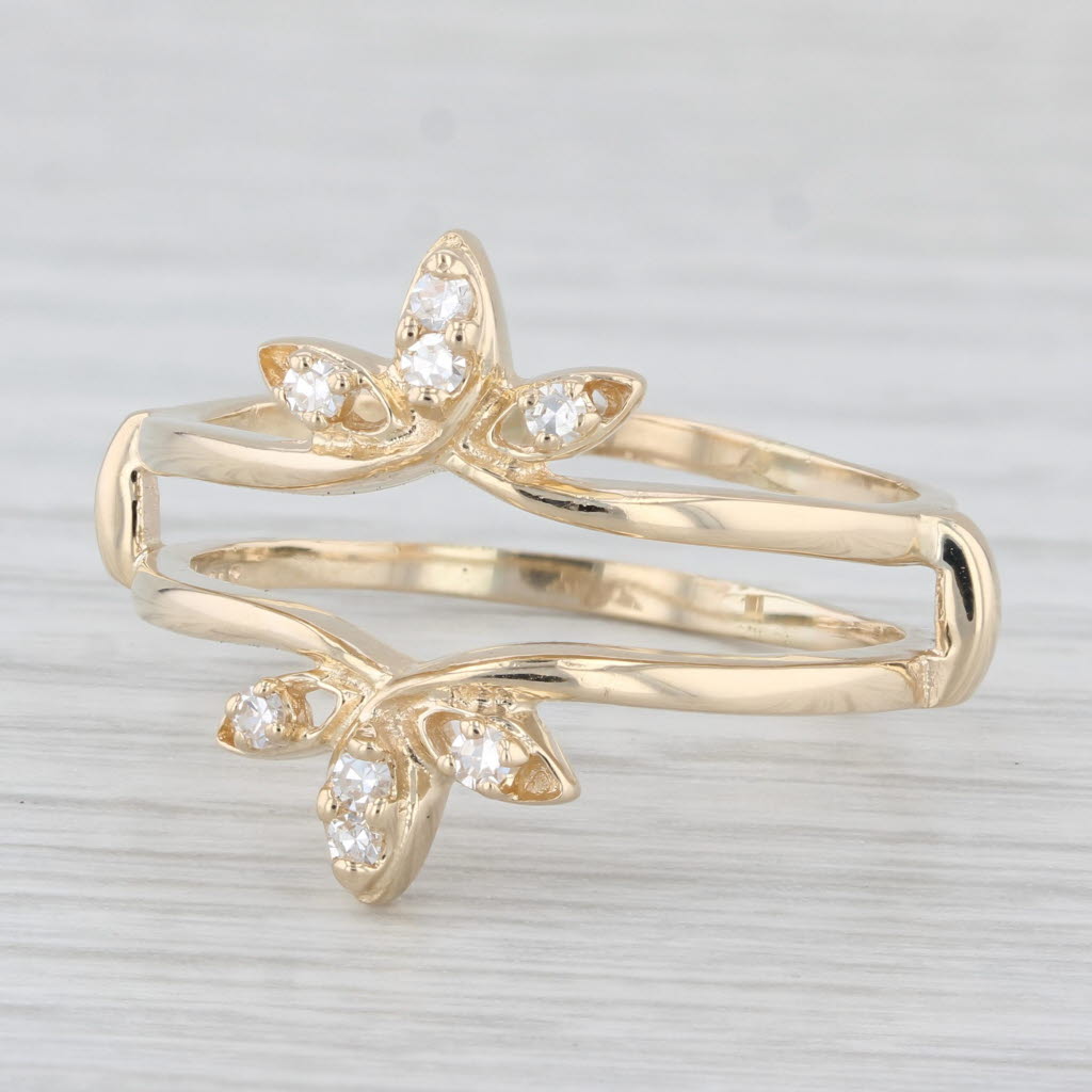 Light Gray 0.12ctw Diamond Ring Jacket Guard 14k Yellow Gold Size 10.75 Bridal