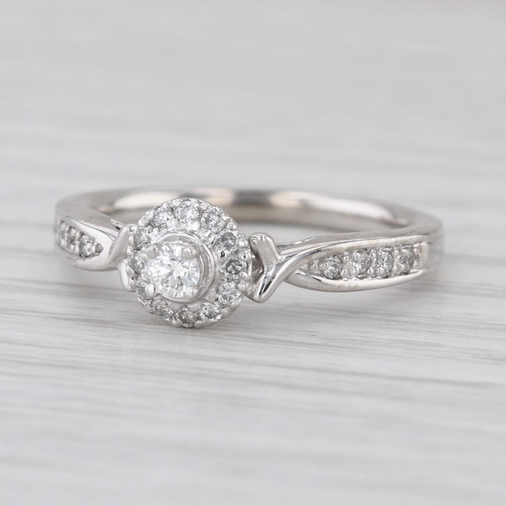 0.28ctw Round Diamond Halo Engagement Ring 950 Palladium Size 7.25