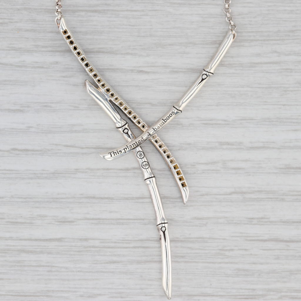 Light Gray John Hardy Bamboo Collection Statement Necklace 0.30ctw Sapphire Sterling Silver