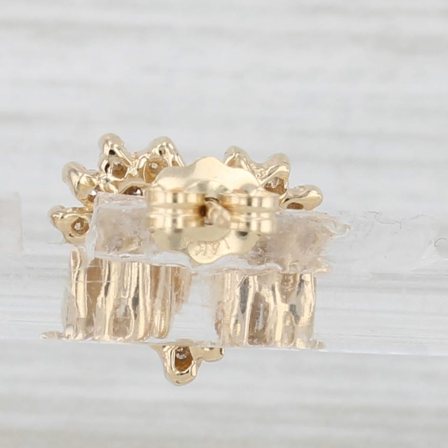 Light Gray 0.37ctw Diamond Cluster Open Heart Stud Earrings 14k Yellow Gold