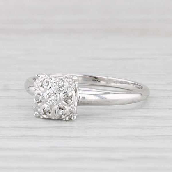 Vintage Diamond Cluster Engagement Ring 14k White Gold Size 7