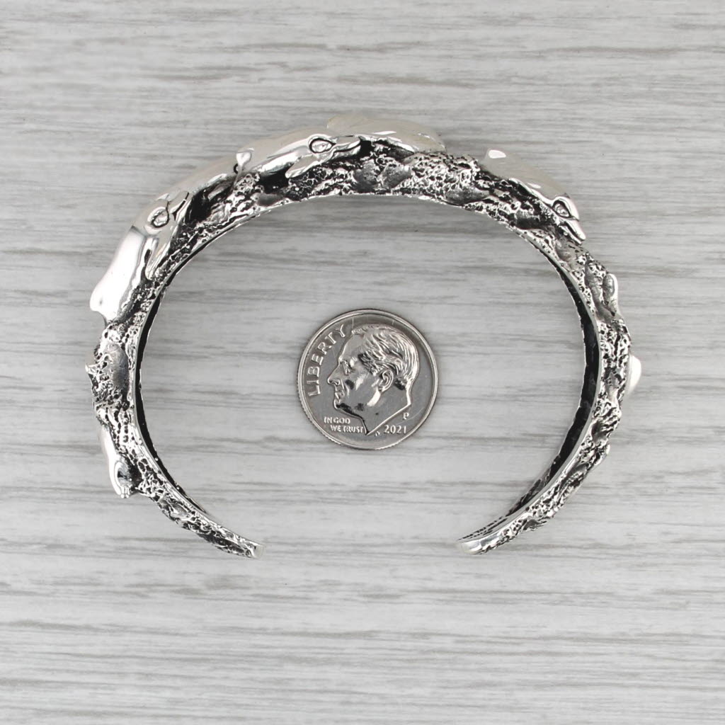 Kabana Dolphins in the Water Cuff Bracelet Sterling Silver 6.25" Statement