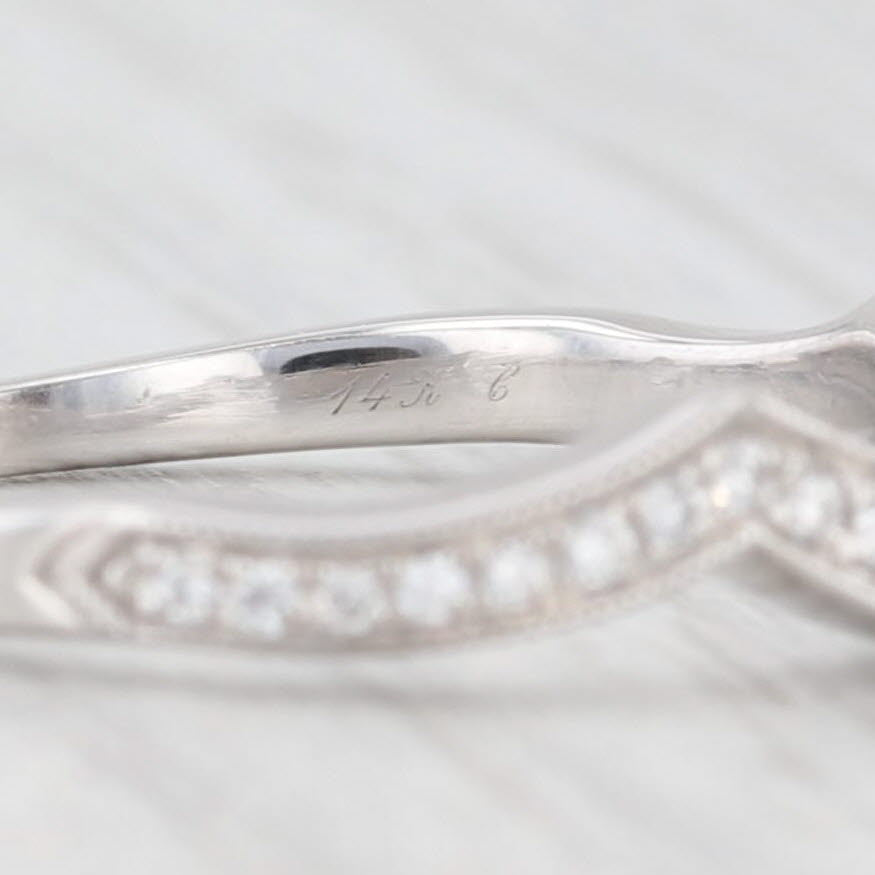 Neil Lane 0.12ctw Diamond Wedding Band Contoured Ring Guard 14k White Gold